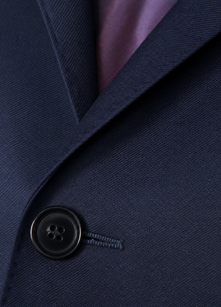 Napoli Solid Navy Notch Lapel Classic Fit 2-Button Wool Cashmere Suit - 40R