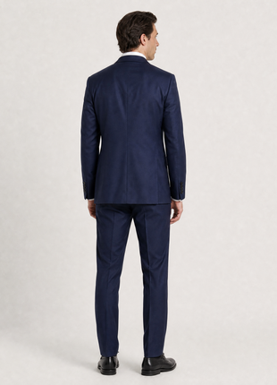 Napoli Solid Navy Notch Lapel Classic Fit 2-Button Wool Cashmere Suit - 40R