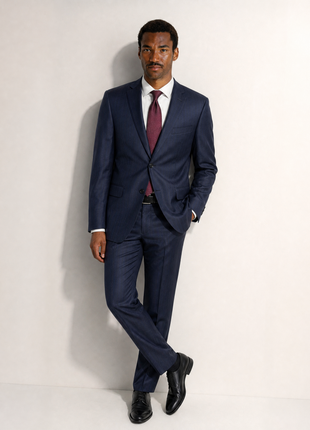 Napoli Navy Tonal Stripe Notch Lapel Classic Fit 2-Button Wool Suit - 40L