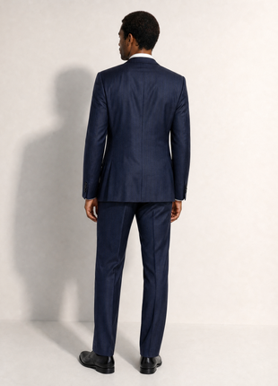 Napoli Navy Tonal Stripe Notch Lapel Classic Fit 2-Button Wool Suit - 40L
