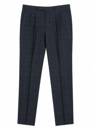 Kiton Green & Navy Plaid Notch Lapel Classic Fit 3-Button Pleated Pants Wool Suit - 44R