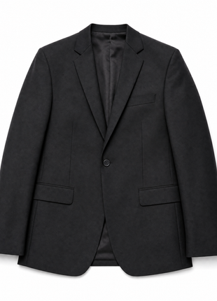 Efor L'Altro Solid Black Notch Lapel Slim Fit 1-Button Wool Blend Suit - 44R