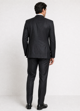 Efor L'Altro Solid Black Notch Lapel Slim Fit 1-Button Wool Blend Suit - 44R