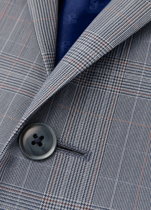 Ben Sherman Light Blue Plaid Peak Lapel Classic Fit 2-Button Suit - 44L
