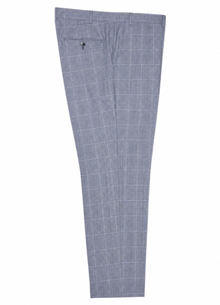 Ben Sherman Light Blue Plaid Peak Lapel Classic Fit 2-Button Suit - 44L