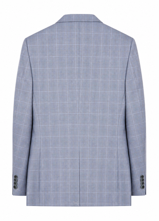 Ben Sherman Light Blue Plaid Peak Lapel Classic Fit 2-Button Suit - 44L