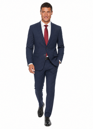 Michael Kors Navy Micro Check Notch Lapel Classic Fit 2-Button Wool Blend Suit - 42S