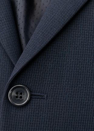 Michael Kors Navy Micro Check Notch Lapel Classic Fit 2-Button Wool Blend Suit - 42S