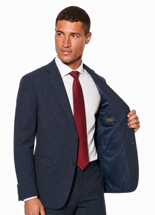 Michael Kors Navy Micro Check Notch Lapel Classic Fit 2-Button Wool Blend Suit - 42S