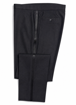 Napoli Solid Black Satin Peak Lapel Classic Fit 1-Button Tuxedo - 48R
