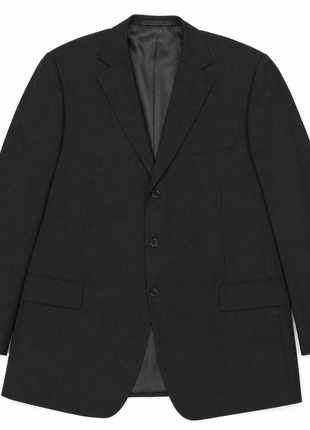 Faconnable Solid Black Notch Lapel Classic Fit 3-Button Pleated Pants Wool Suit - 46L