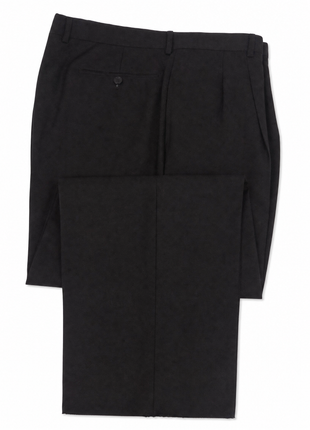 Faconnable Solid Black Notch Lapel Classic Fit 3-Button Pleated Pants Wool Suit - 46L