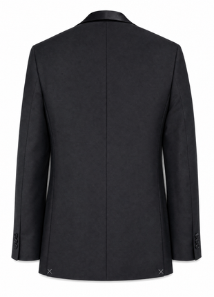 London Fog Solid Black Satin Peak Lapel Classic Fit 1-Button Tuxedo - 38R