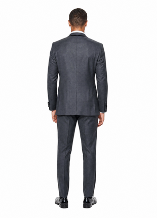 Halston Charcoal Gray Textured Peak Lapel Classic Fit 1-Button Wool Tuxedo - 44R