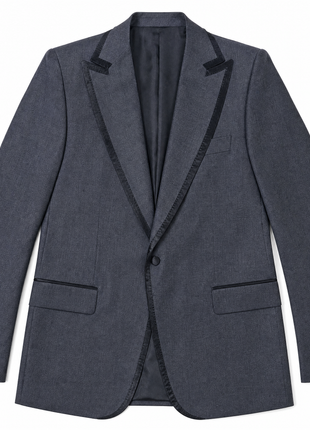 Halston Charcoal Gray Textured Peak Lapel Classic Fit 1-Button Wool Tuxedo - 44R
