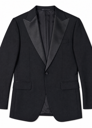 Edgers Ceremony Solid Black Satin Peak Lapel Slim Fit 3-Piece Tuxedo - 40R