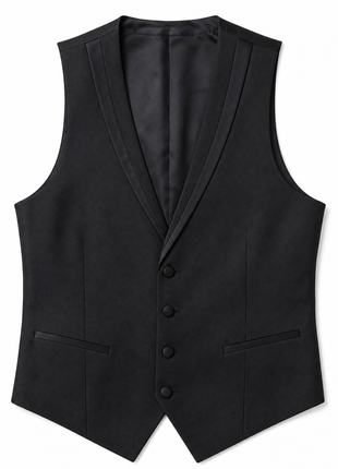 Edgers Ceremony Solid Black Satin Peak Lapel Slim Fit 3-Piece Tuxedo - 40R