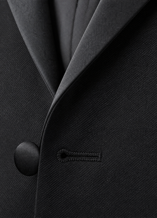 Edgers Ceremony Solid Black Satin Peak Lapel Slim Fit 3-Piece Tuxedo - 40R