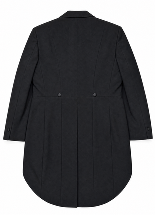 Fortino Landi Solid Black Satin Peak Lapel Classic Fit Tailcoat Tuxedo - 42L