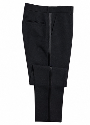 Fortino Landi Solid Black Satin Peak Lapel Classic Fit Tailcoat Tuxedo - 42L