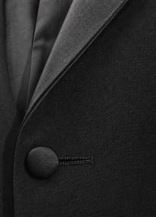 Fortino Landi Solid Black Satin Peak Lapel Classic Fit Tailcoat Tuxedo - 42L