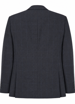 Michael Kors Charcoal & Blue Windowpane Notch Lapel Classic Fit 3-Piece Wool Suit - 38S