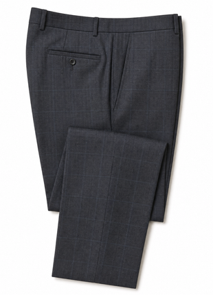 Michael Kors Charcoal & Blue Windowpane Notch Lapel Classic Fit 3-Piece Wool Suit - 38S