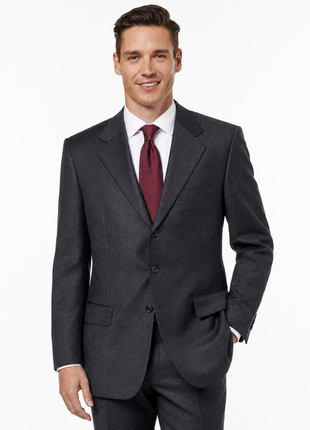 Sartoria Partenopea Mens Solid Charcoal Notch Lapel Classic Fit 3-button Wool Blazer - 42R