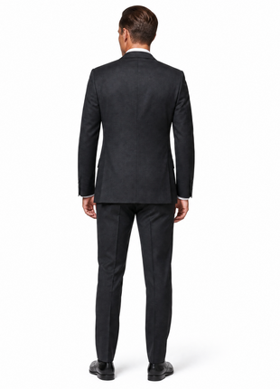 Tovaglia Black Tonal Plaid Half-Canvassed Slim Fit Notch Lapels 100% Wool Suit