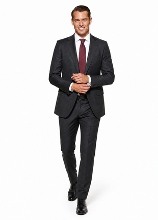 Tovaglia Black Tonal Plaid Half-Canvassed Slim Fit Notch Lapels 100% Wool Suit