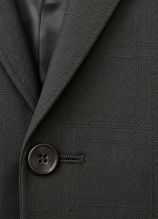 Tovaglia Black Tonal Plaid Half-Canvassed Slim Fit Notch Lapels 100% Wool Suit