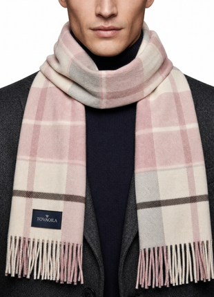 Tovaglia Mens Plaid Cashmere Fringe Scarf