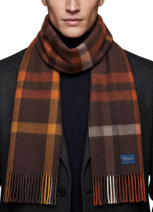 Tovaglia Mens Plaid Cashmere Fringe Scarf