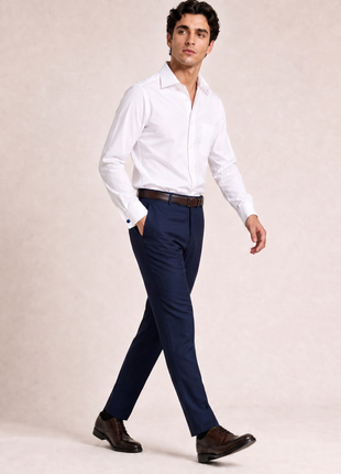 Christopher Morris Solid White Classic Fit Cotton Spread Collar Non-Iron French Cuff Dress Shirt