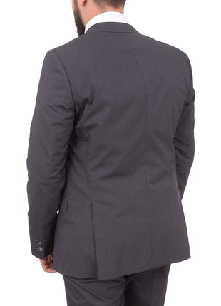 HUGO BOSS TWO PIECE SUITS Hugo Boss Hutson1/gander Slim Fit Gray Mini Striped Stretch Cotton Blend Suit