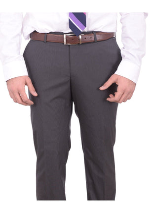 HUGO BOSS TWO PIECE SUITS Hugo Boss Hutson1/gander Slim Fit Gray Mini Striped Stretch Cotton Blend Suit