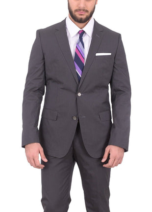 HUGO BOSS TWO PIECE SUITS Hugo Boss Hutson1/gander Slim Fit Gray Mini Striped Stretch Cotton Blend Suit
