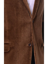 Thumbnail for I Uomo BLAZERS I Uomo Mens Brown Velour 100% Cotton Regular Fit 2 Button Blazer Sport Coat