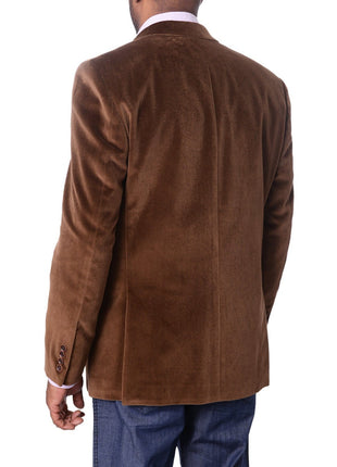 I Uomo BLAZERS I Uomo Mens Brown Velour 100% Cotton Regular Fit 2 Button Blazer Sport Coat
