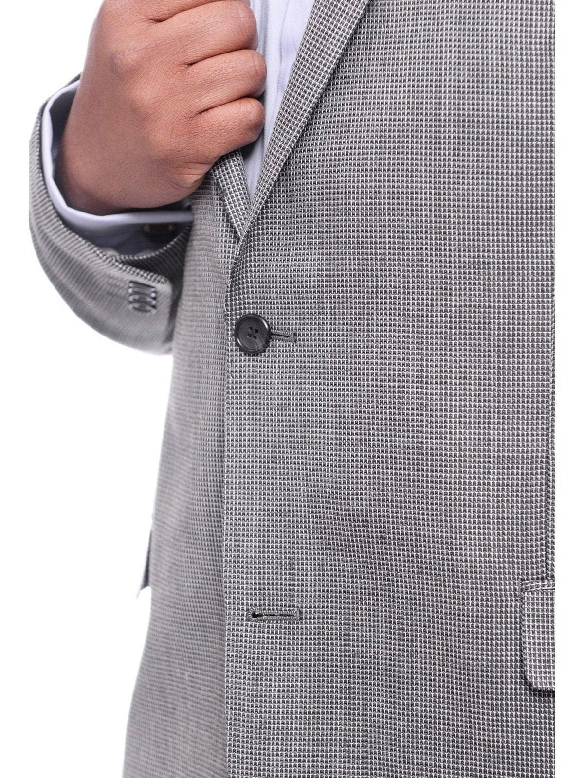 I Uomo BLAZERS I Uomo Regular Fit Gray Textured Weave Silk Wool Blend Blazer Sportcoat
