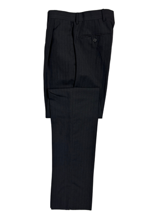 Sartoria Partenopea Mens Black Pinstripe Notch Lapel Classic Fit 3-button Wool Linen Suit - 32R