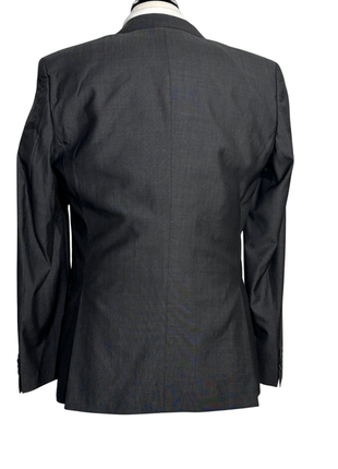 Hugo Boss Mens Charcoal Textured Notch Lapels Classic Fit 3-Piece Wool Silk Suit - 40R
