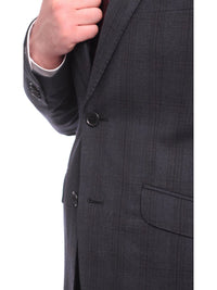 Thumbnail for Ideal Ideal Slim Fit Blue And Red Plaid Two Button Wool Suit Peak Lapels