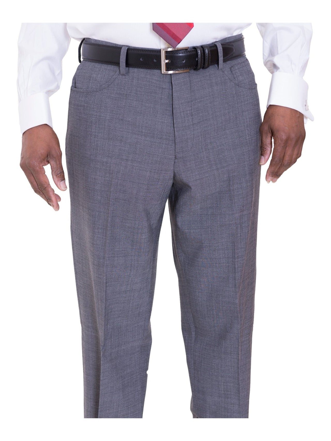 Ideal TWO PIECE SUITS Ideal Slim FIt Heather Gray Two Button Half Lined Stretch Wool Suit