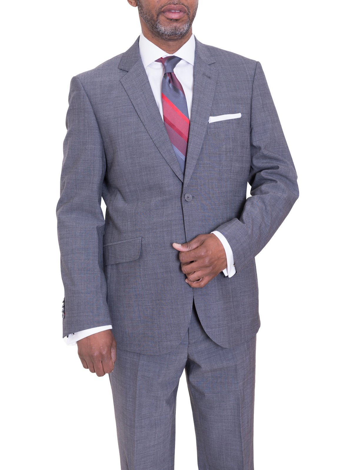Ideal TWO PIECE SUITS Ideal Slim FIt Heather Gray Two Button Half Lined Stretch Wool Suit