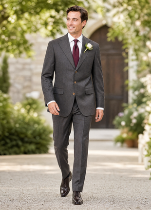 Sartoria Partenopea Mens Brown Pinstripe Notch Lapel Slim Fit 3-button Wool Suit - 44R