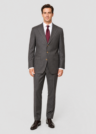 Sartoria Partenopea Mens Brown Pinstripe Notch Lapel Slim Fit 3-button Wool Suit - 44R