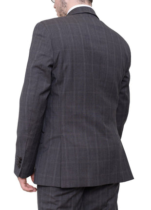 Italiano TWO PIECE SUITS Italiano Slim Fit Brown Plaid Super 150's Cerruti Wool Suit Made In Italy