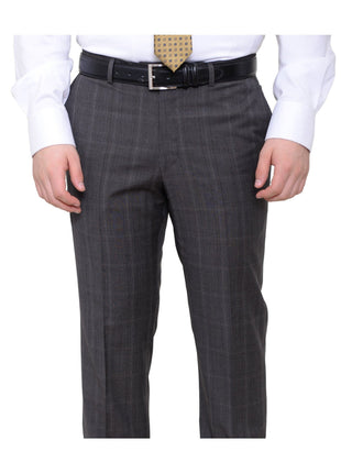 Italiano TWO PIECE SUITS Italiano Slim Fit Brown Plaid Super 150's Cerruti Wool Suit Made In Italy