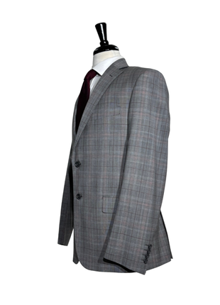 Sample Production Gray Glen Plaid Notch Lapel Classic Fit 2-Button Wool Suit - 40R
